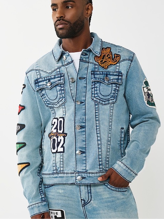 True Religion Other - Jimmy Varsity Patch Big T Denim Jacket